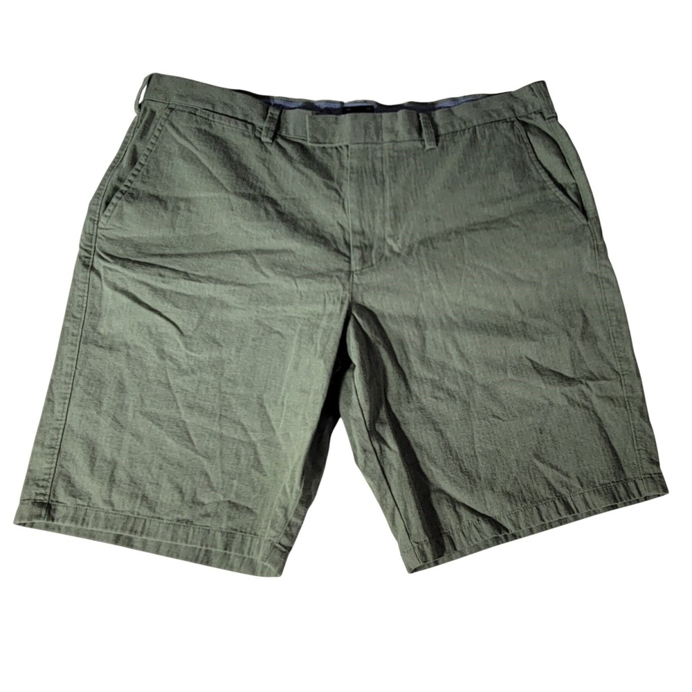 J.Crew Club Mens Green Cotton Chino Shorts Size‎ 38 Textured Flat Front 10.5L